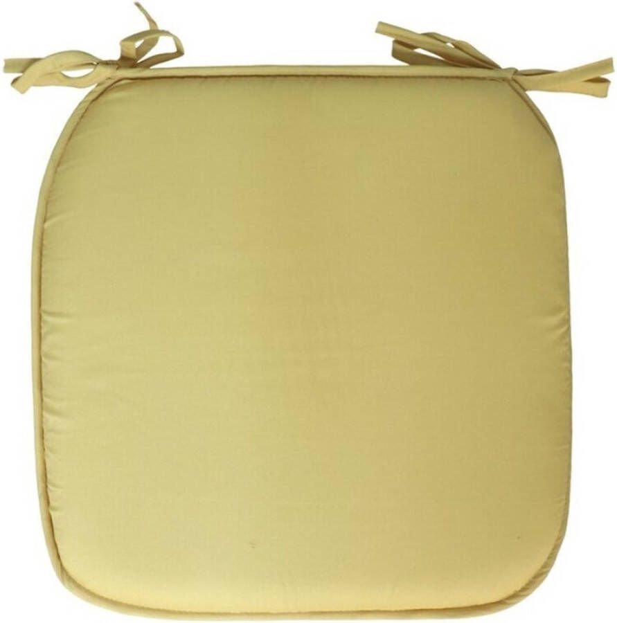 Gerimport Stoelkussen Anna binnen buiten geel 39 x 39 x 3 cm polyester