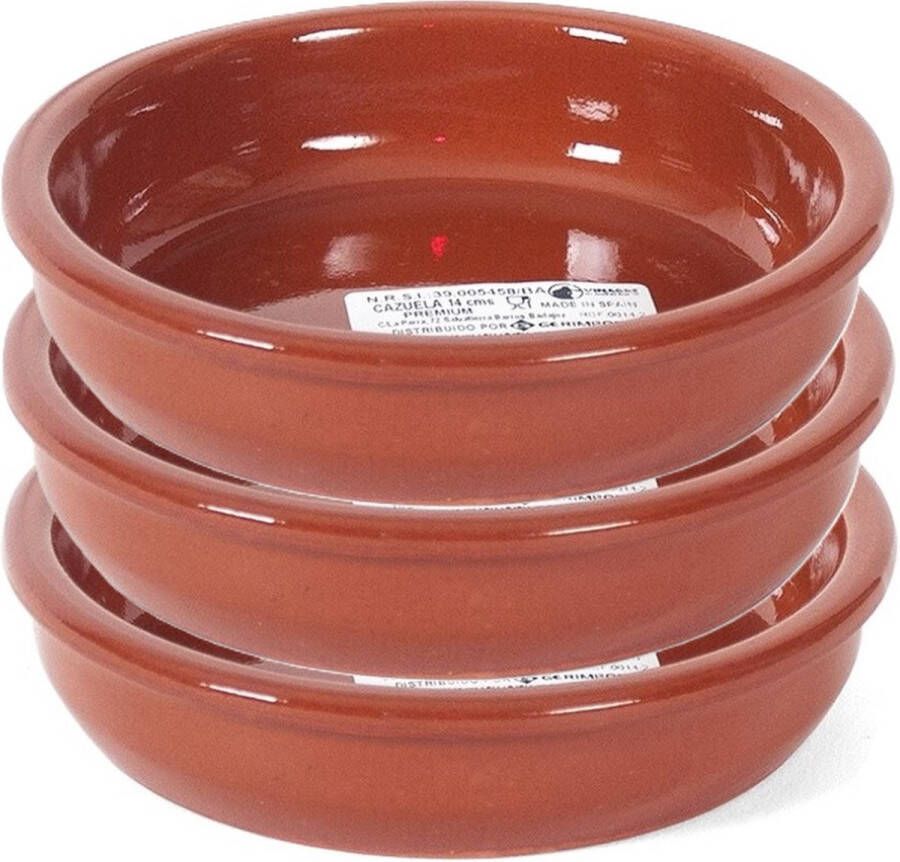 Gerimport Tapas serveer schaaltjes Bilbao 3x terracotta dia 14 cm creme brulee ovenschaaltjes