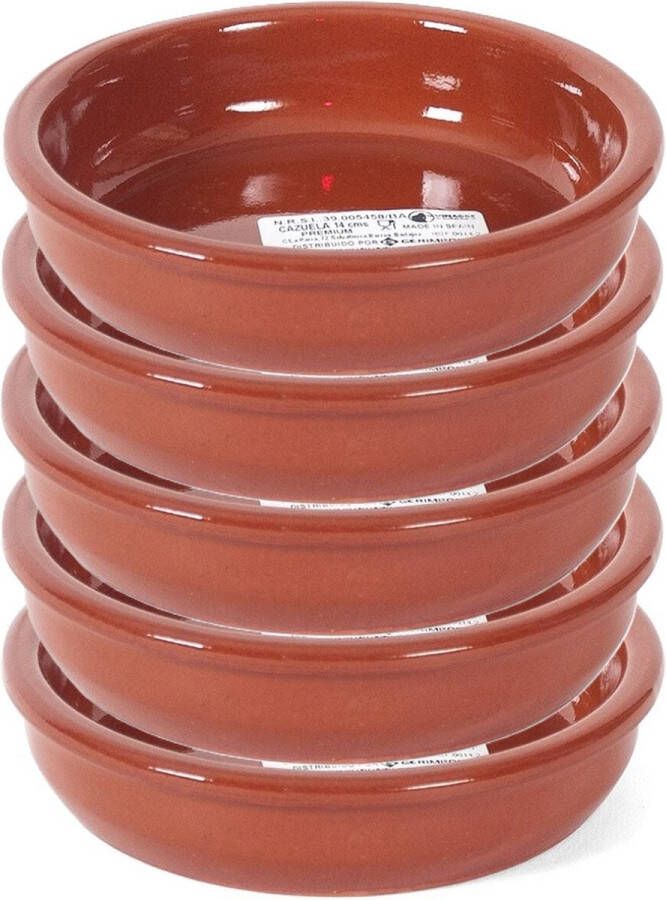 Gerimport Tapas serveer schaaltjes Bilbao 5x terracotta dia 14 cm creme brulee ovenschaaltjes