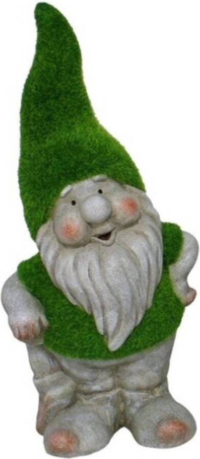 Gerimport tuinkabouter beeldje Dwarf Manuel Polystone grasgroene muts 32 cm