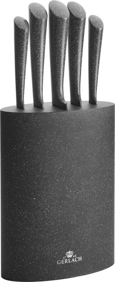 Gerlach Granitex Messenset 5 stuks Roestvrij staal messenblok Zwart