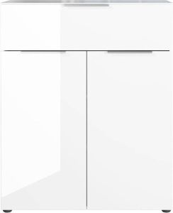 GERMANIA Kast met laden en deuren OAKLAND Breedte 83 cm fronten en bovenblad met glas-inlay
