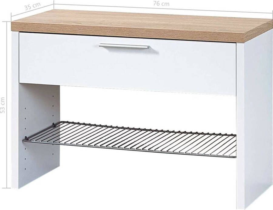 Germania Schoenenbank Top wit en Sonoma eiken 3192-178