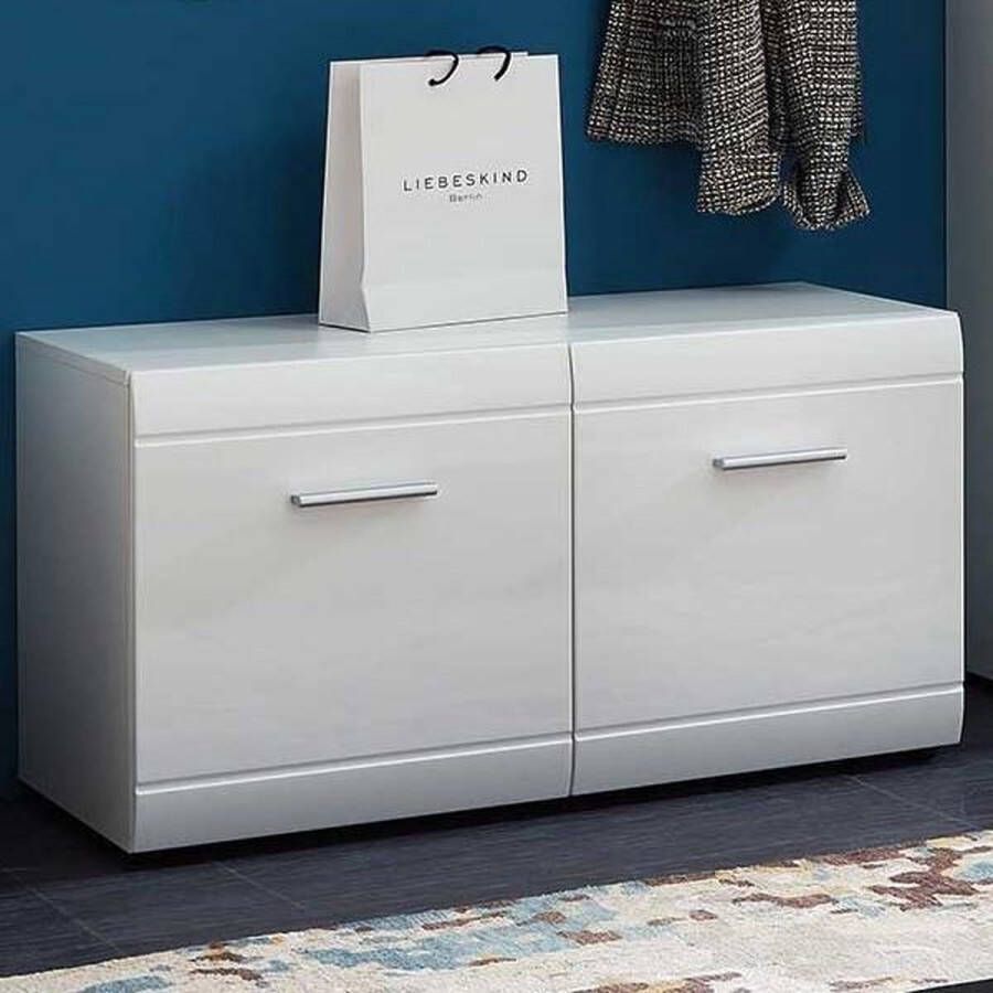 Germania Schoenenkast Adana 2 Deurs + Zitkussen L95 x B40 x H52 cm Wit
