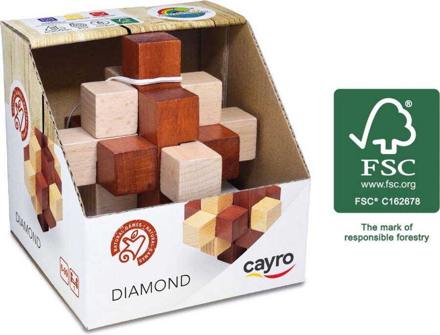 Geronimo Games Cayro Diamond Diamant Puzzel Hout Breinbreker 10x10 CM Geschikt vanaf 6 Jaar