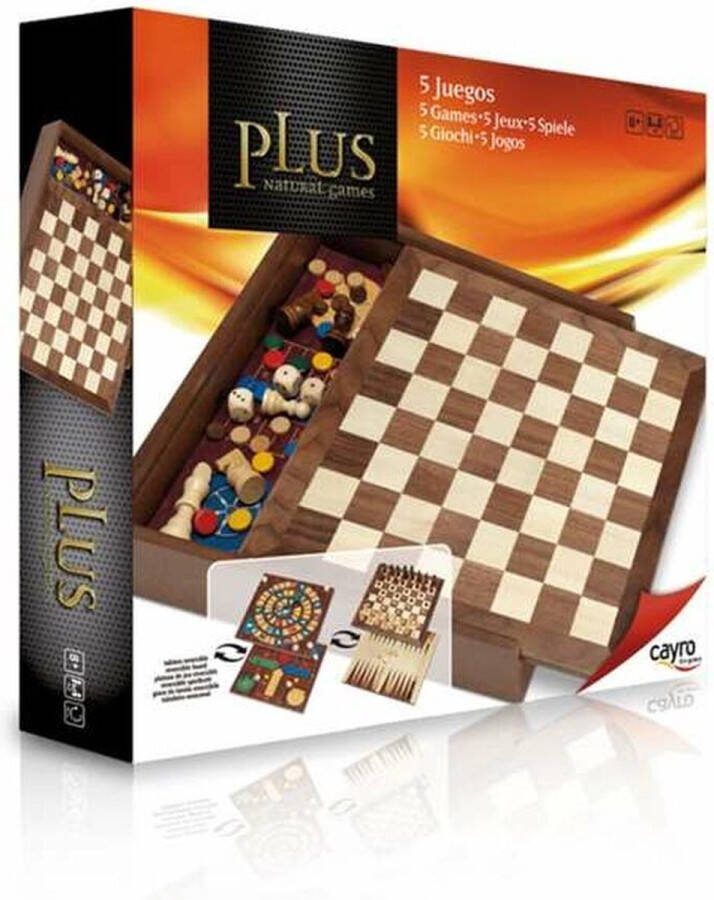 Geronimo Games Set van 5 Bordspellen Cayro Plus Hout 29 x 29 cm