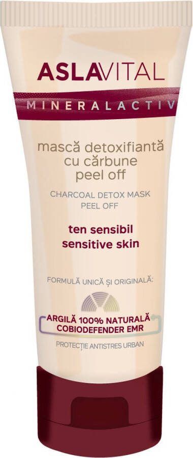 Aslavital Mineralactiv Aslavital Charcoal detox masker PEEL OFF gezichtsmasker 100ml gevoelige huid 100% natuurlijke klei