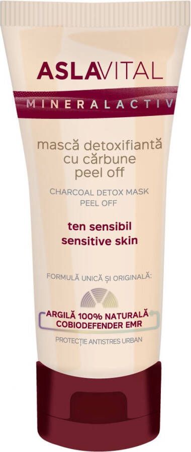 Gerovital Aslavital Charcoal detox masker PEEL OFF gezichtsmasker 100ml gevoelige huid 100% natuurlijke klei