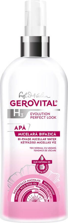 Gerovital Bi-fase micellair water Hyaluronzuur & Wilderozenzaadolie Waterproof Makeup Remover H3 Perfect Look 150ml- airless Dermatologisch getest