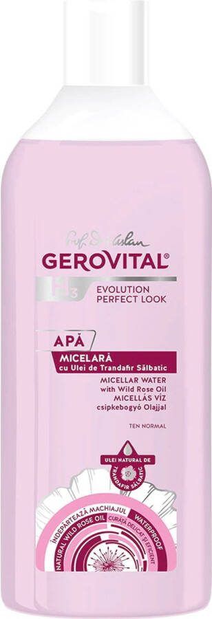 Gerovital Evolution Perfect Look- Micellair water Wilde Rose oil waterproof makeup 400 ml -Micellair Reinigingswater Met Rozenwater