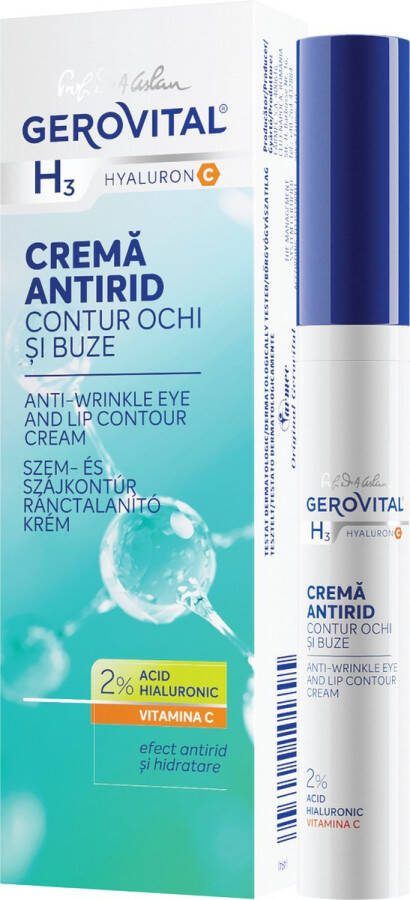 Gerovital Anti-rimpel oogcreme lipcontour crème voor vrouwen met hyaluronzuur 2% en Vitamin C 15 ml Booster Oogcrème met Vitamine C*