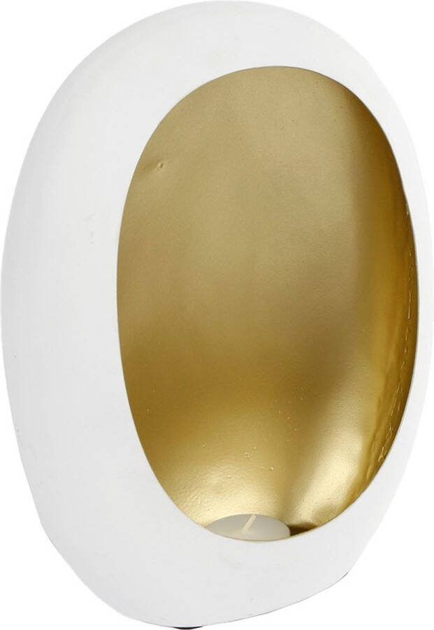 Geschenkgraveren.nl Windlicht Pim wit goud metaal 18 x 11 x 26 cm -kadotip sinterklaas kerst
