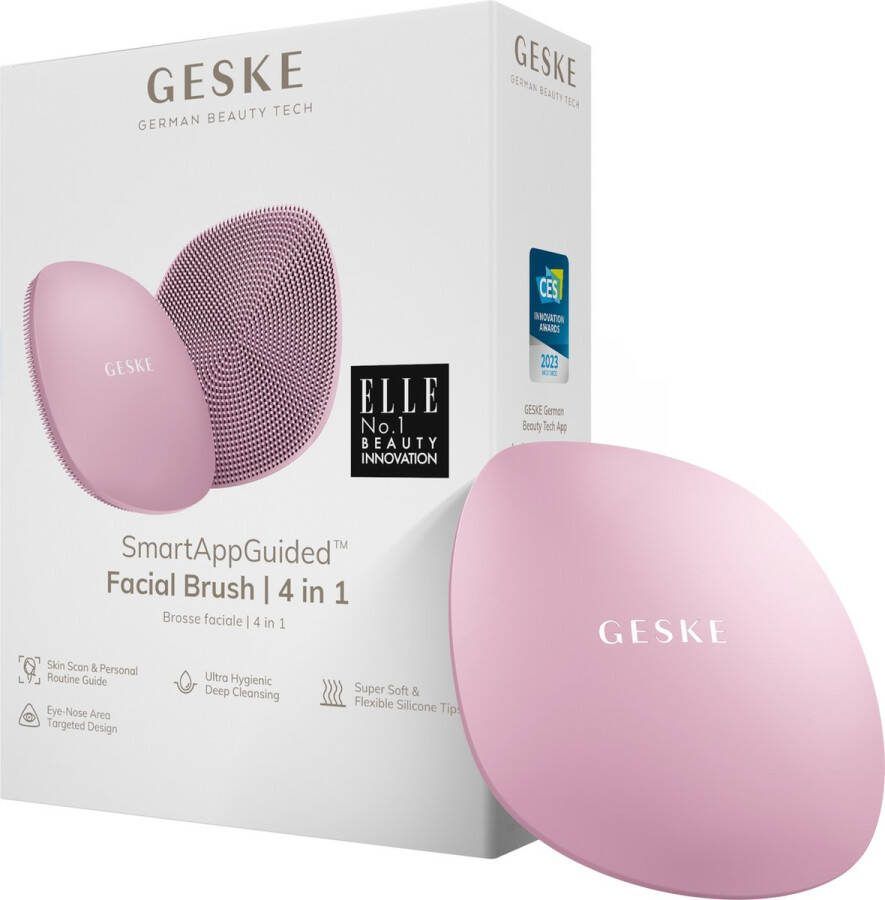 GESKE SmartAppGuided™ Facial Brush 4 in 1 Gezichtsreinigingsborstel Zachte siliconen borstel Professionele gezichtsreiniging Gezichtsreinigingsapparaat Huidreiniging