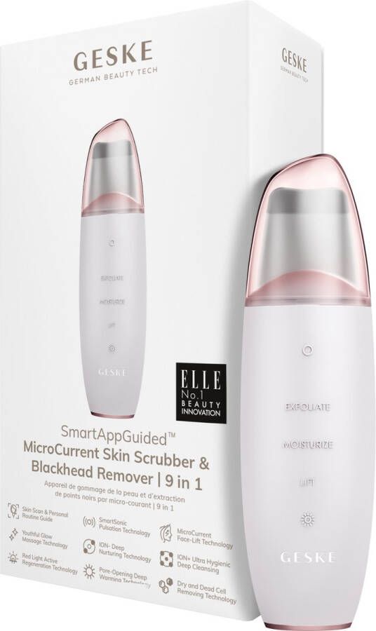 GESKE SmartAppGuided™ MicroCurrent Skin Scrubber & Blackhead Remover 9 in 1 Tools huidverzorging Gezichtsreiniging Anti-aging en reiniging Professionele facelift Mee-eter verwijderaar