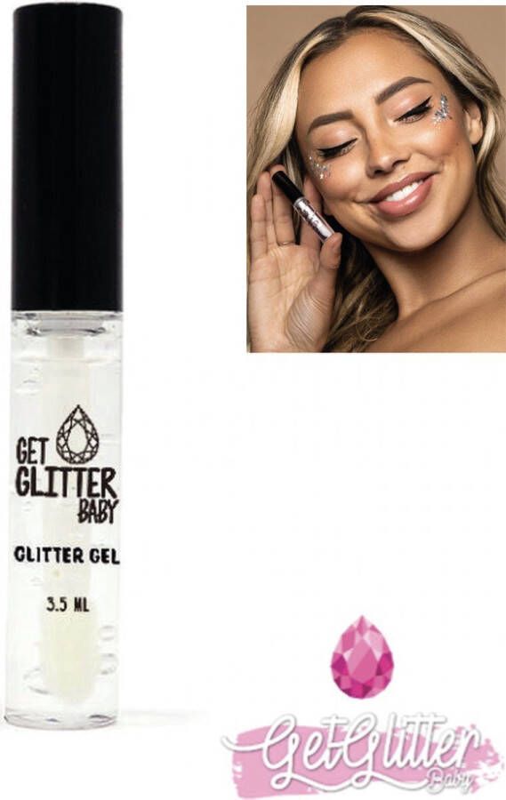 GetGlitterBaby Chunky Festival Glitters Huid Lijm Gezicht en Lichaam Glitterlijm Face and Body Glittergel Glitter Gel Glue Huidlijm met Kwast