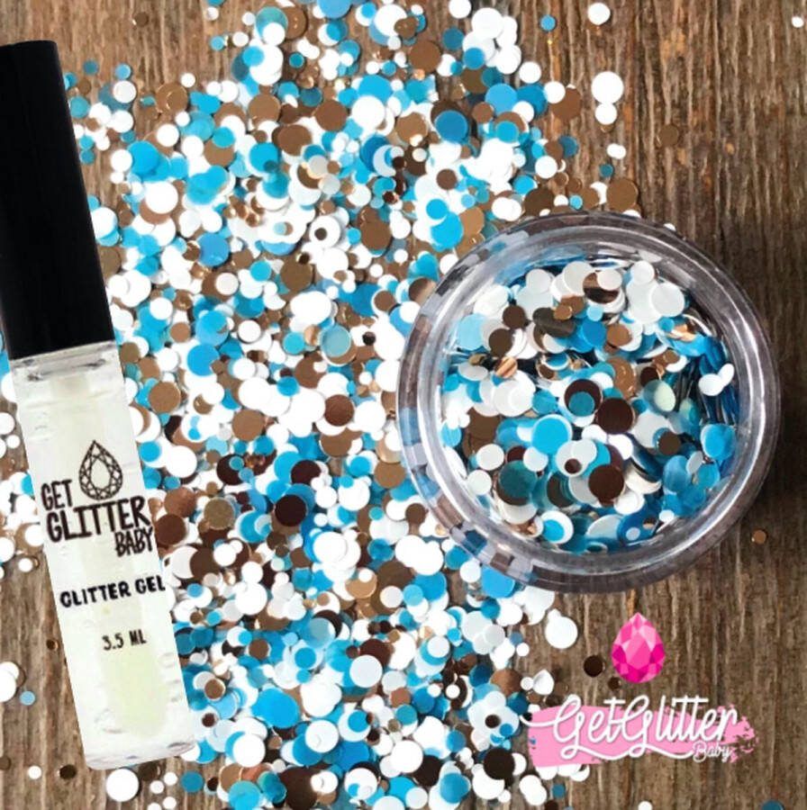 GetGlitterBaby Chunky Festival Glitters voor Lichaam en Gezicht Face Body Jewels Glitterlijm Gel Glittergel Wit Goud Blauw en Glitter Lijm HuidLijm