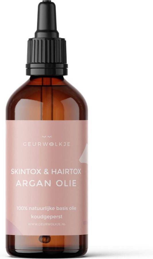 Geurwolkje Skintox & Hairtox Arganolie Parfumvrij & Koudgeperst 100% Natuurlijke basisolie 100ml Draagolie- Haarolie