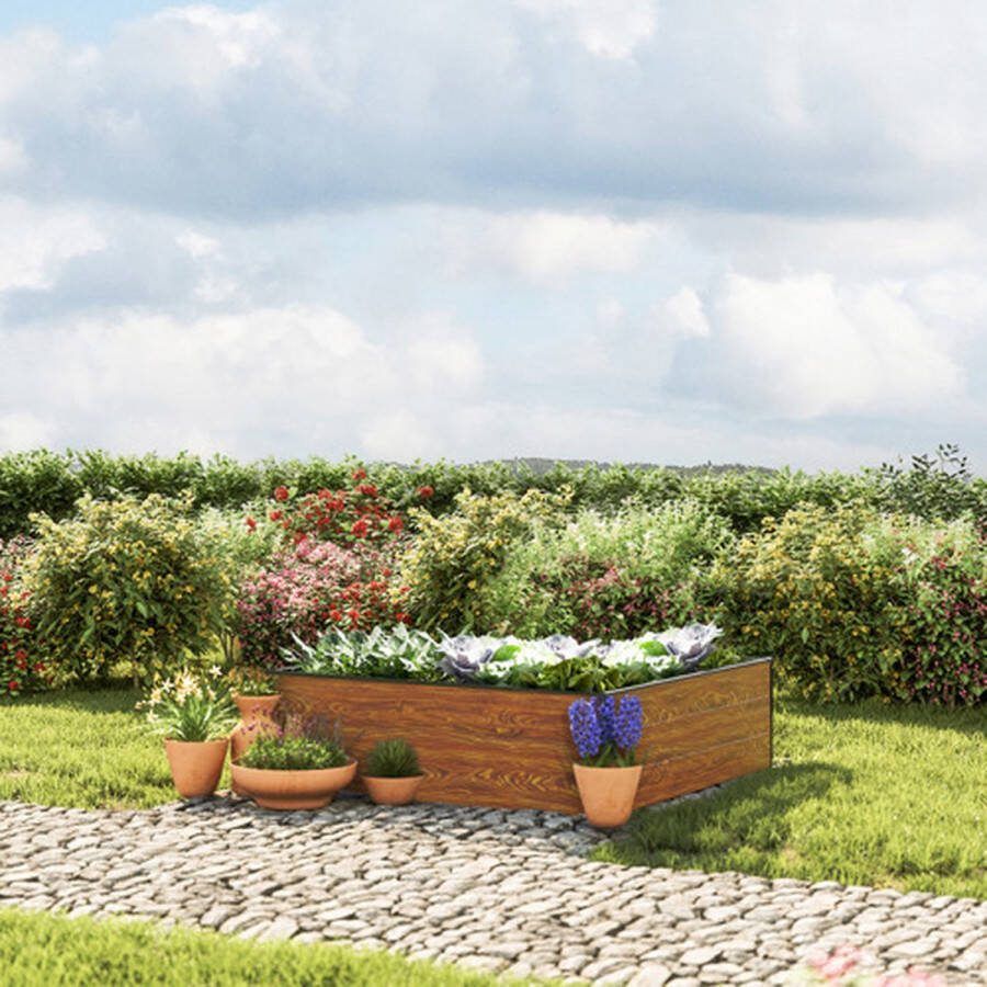 GFP 119 x 119 x 39 cm Moestuinbak Halfsize Laklaag met houtoptiek