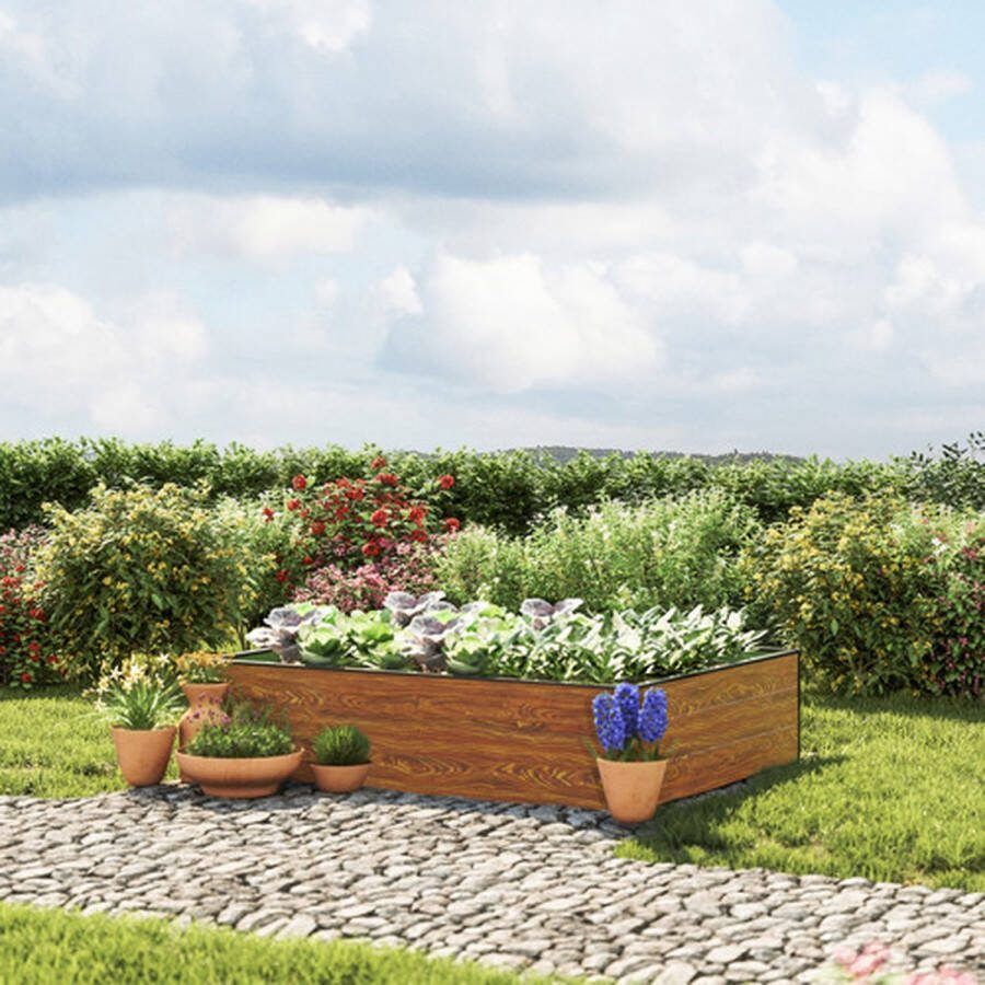 GFP 150 x 119 x 39 cm Moestuinbak Halfsize Laklaag met houtoptiek