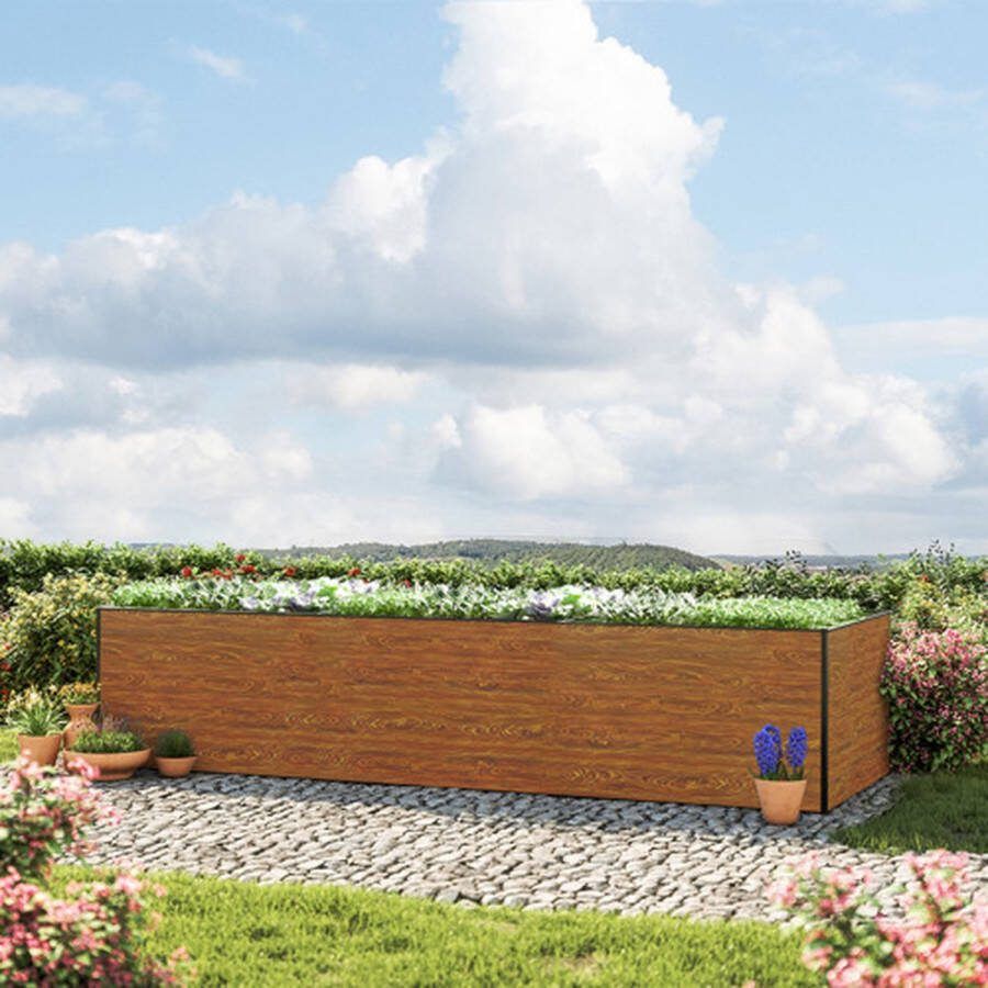 GFP 351 x 150 x 77 cm Moestuinbak Kingsize Daniela Laklaag met houtoptiek