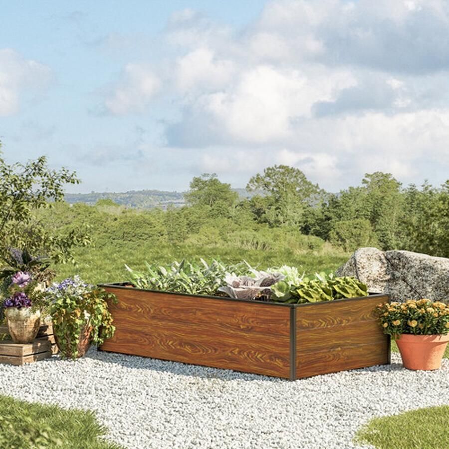 GFP 150 x 77 x 39 cm Moestuinbak Halfsize Laklaag met houtoptiek