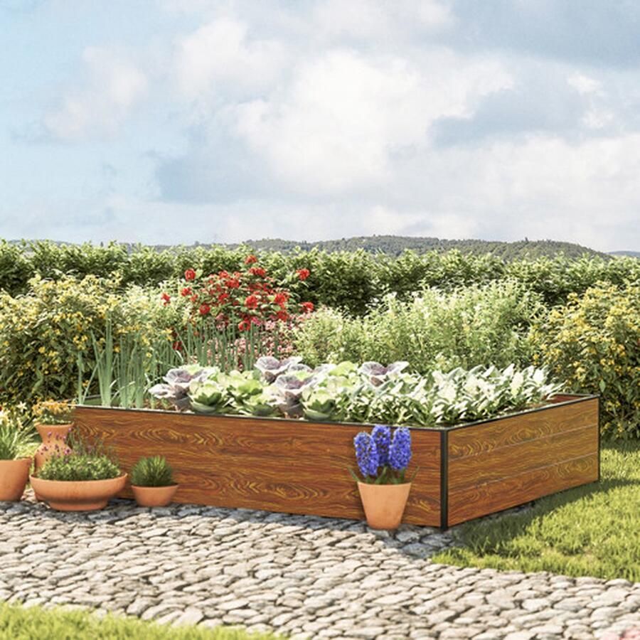 GFP 195 x 150 x 39 cm Moestuinbak Halfsize Laklaag met houtoptiek