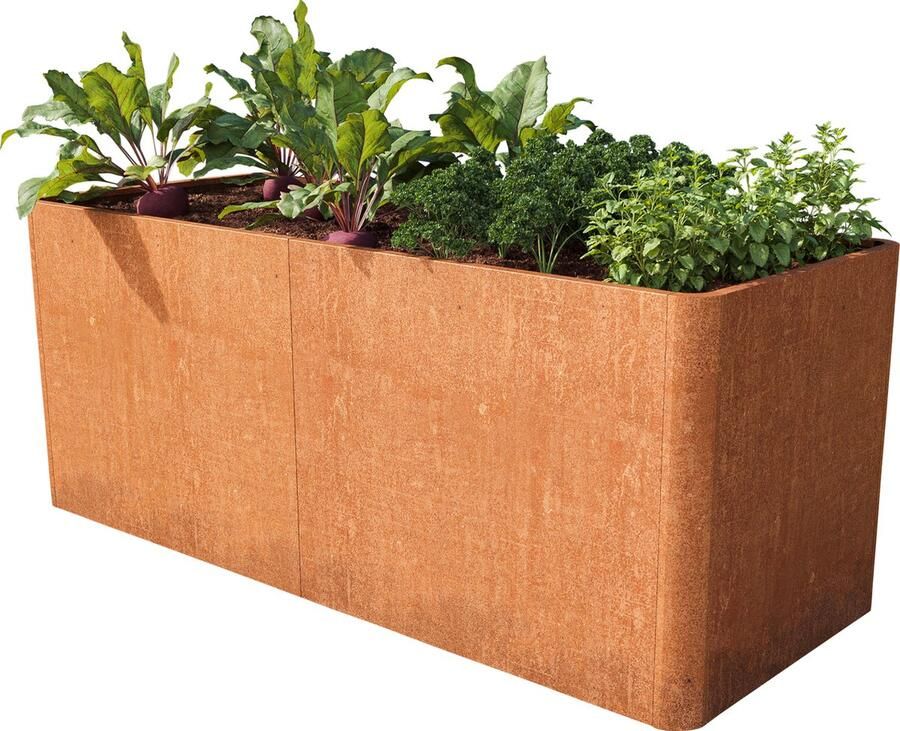GFP PRIMEYARD cortenstaal Moestuinbak Mario 200x80x60 cm Set incl. geperforeerde bodem roest look