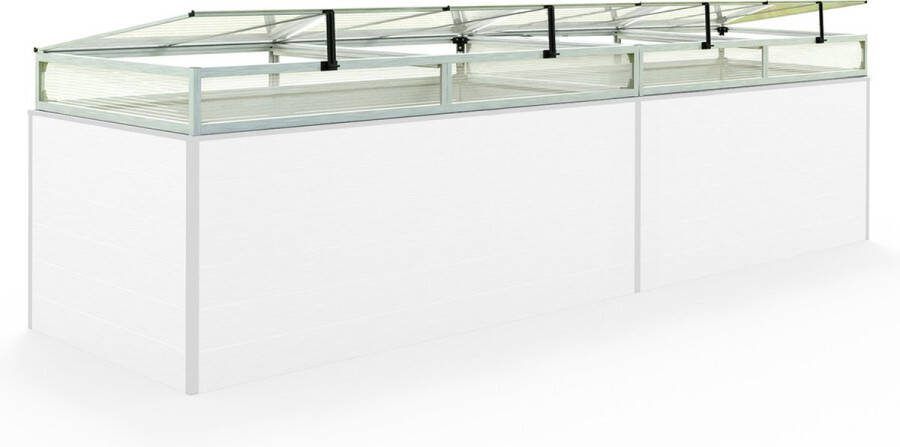 GFP Moestuinbak opzetstuk van aluminium en polycarbonaat Tuinkas plantenbak voor tuin balkon met dakvenster kleppen UV en weerbestendig 150 x 195 cm