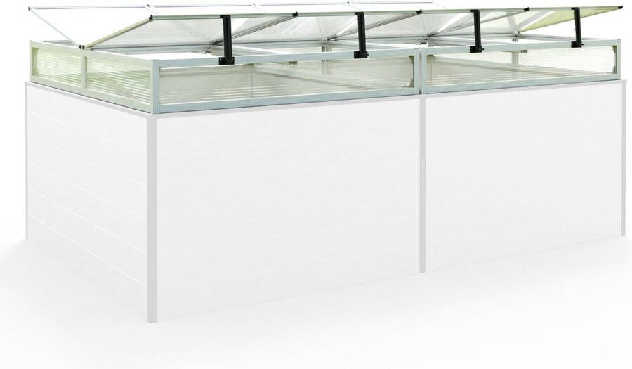 GFP Moestuinbak opzetstuk van aluminium en polycarbonaat Tuinkas plantenbak voor tuin balkon met dakvenster kleppen UV en weerbestendig 150 x 235 cm
