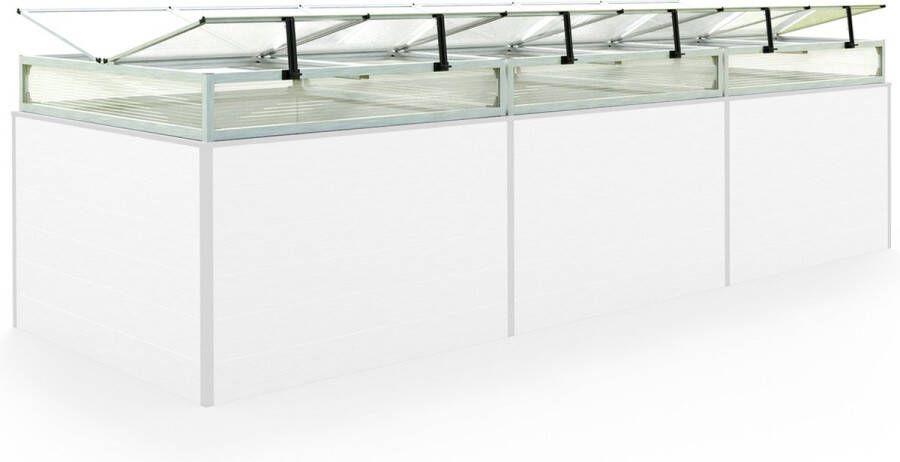 GFP Moestuinbak opzetstuk van aluminium en polycarbonaat Tuinkas plantenbak voor tuin balkon met dakvenster kleppen UV en weerbestendig 119 x 351 cm