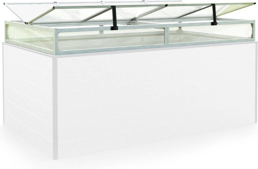 GFP Moestuinbak opzetstuk van aluminium en polycarbonaat Tuinkas plantenbak voor tuin balkon met dakvenster kleppen UV en weerbestendig 119 x 195 cm