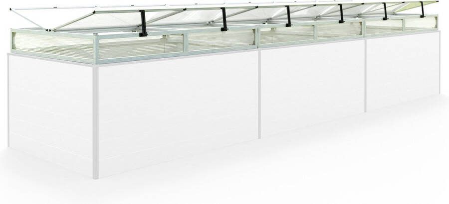 GFP Moestuinbak opzetstuk van aluminium en polycarbonaat Tuinkas plantenbak voor tuin balkon met dakvenster kleppen UV en weerbestendig 119 x 444 cm
