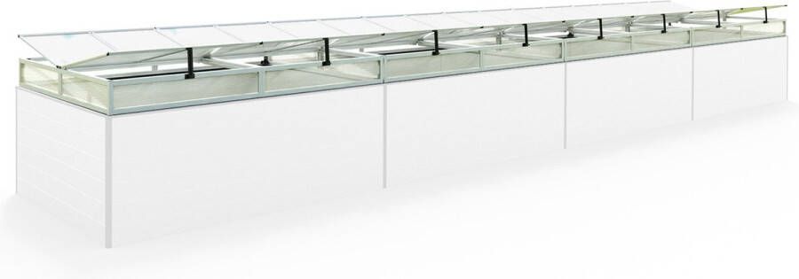 GFP Moestuinbak opzetstuk van aluminium en polycarbonaat Tuinkas plantenbak voor tuin balkon met dakvenster kleppen UV en weerbestendig 150 x 771 cm