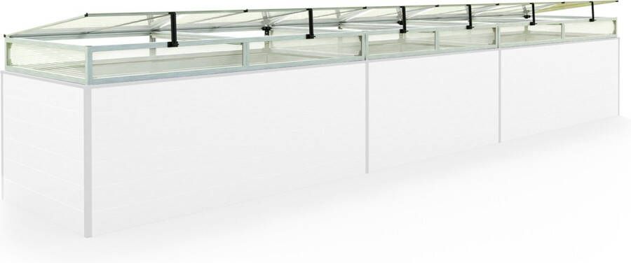 GFP Moestuinbak opzetstuk van aluminium en polycarbonaat Tuinkas plantenbak voor tuin balkon met dakvenster kleppen UV en weerbestendig 77 x 535 cm