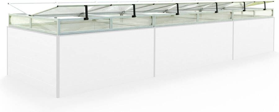 GFP Moestuinbak opzetstuk van aluminium en polycarbonaat Tuinkas plantenbak voor tuin balkon met dakvenster kleppen UV en weerbestendig 150 x 490 cm