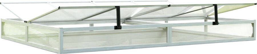 GFP Moestuinbak opzetstuk van aluminium en polycarbonaat Tuinkas plantenbak voor tuin balkon met dakvenster kleppen UV en weerbestendig 150 x 340 cm