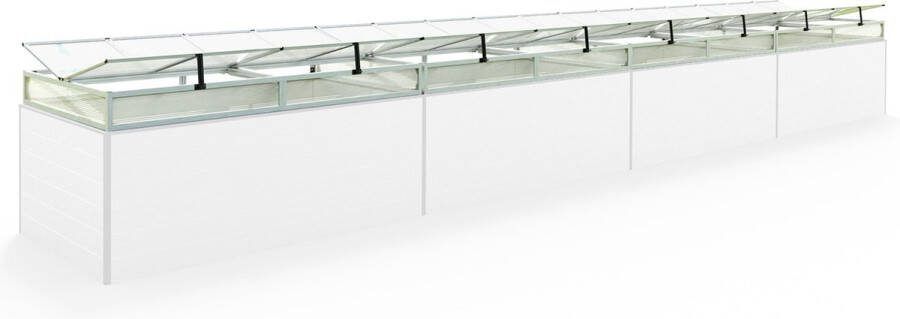 GFP Moestuinbak opzetstuk van aluminium en polycarbonaat Tuinkas plantenbak voor tuin balkon met dakvenster kleppen UV en weerbestendig 119 x 771 cm