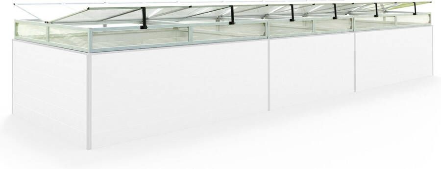 GFP Moestuinbak opzetstuk van aluminium en polycarbonaat Tuinkas plantenbak voor tuin balkon met dakvenster kleppen UV en weerbestendig 150 x 535 cm