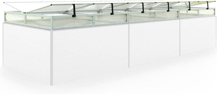 GFP Moestuinbak opzetstuk van aluminium en polycarbonaat Tuinkas plantenbak voor tuin balkon met dakvenster kleppen UV en weerbestendig 150 x 444 cm