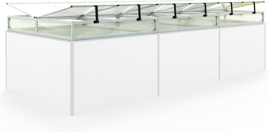GFP Moestuinbak opzetstuk van aluminium en polycarbonaat Tuinkas plantenbak voor tuin balkon met dakvenster kleppen UV en weerbestendig 150 x 351 cm