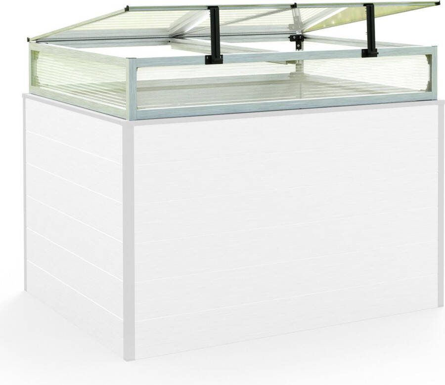 GFP Moestuinbak opzetstuk van aluminium en polycarbonaat Tuinkas plantenbak voor tuin balkon met dakvenster kleppen UV en weerbestendig 99 x 119 cm