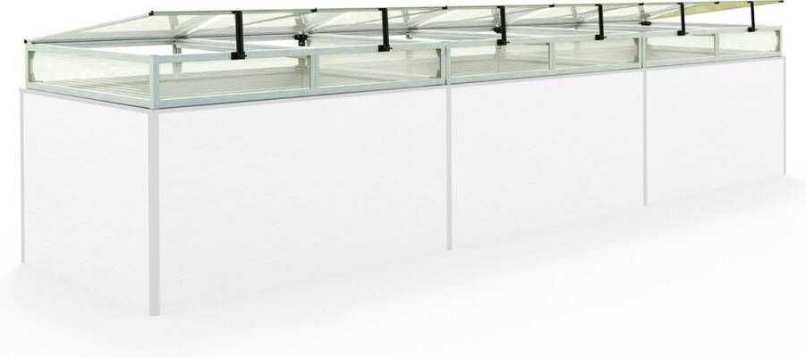 GFP Moestuinbak opzetstuk van aluminium en polycarbonaat Tuinkas plantenbak voor tuin balkon met dakvenster kleppen UV en weerbestendig 99 x 444 cm