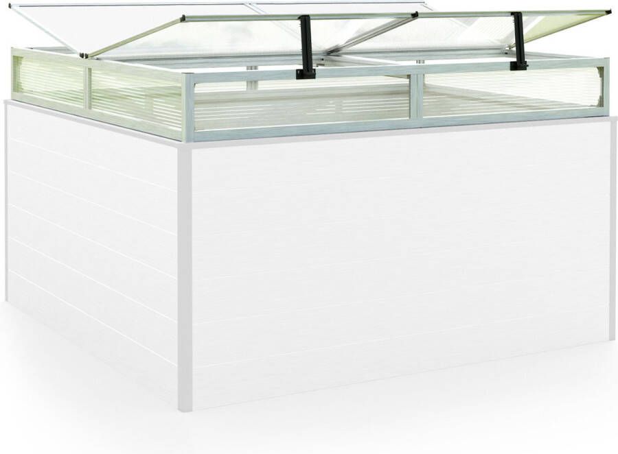 GFP Moestuinbak opzetstuk van aluminium en polycarbonaat Tuinkas plantenbak voor tuin balkon met dakvenster kleppen UV en weerbestendig 150 x 150 cm