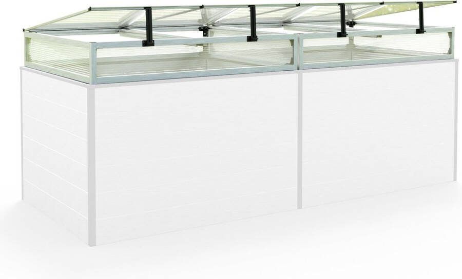 GFP Moestuinbak opzetstuk van aluminium en polycarbonaat Tuinkas plantenbak voor tuin balkon met dakvenster kleppen UV en weerbestendig 77 x 235 cm