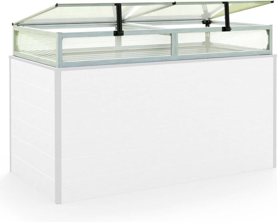GFP Moestuinbak opzetstuk van aluminium en polycarbonaat Tuinkas plantenbak voor tuin balkon met dakvenster kleppen UV en weerbestendig 77 x 150 cm