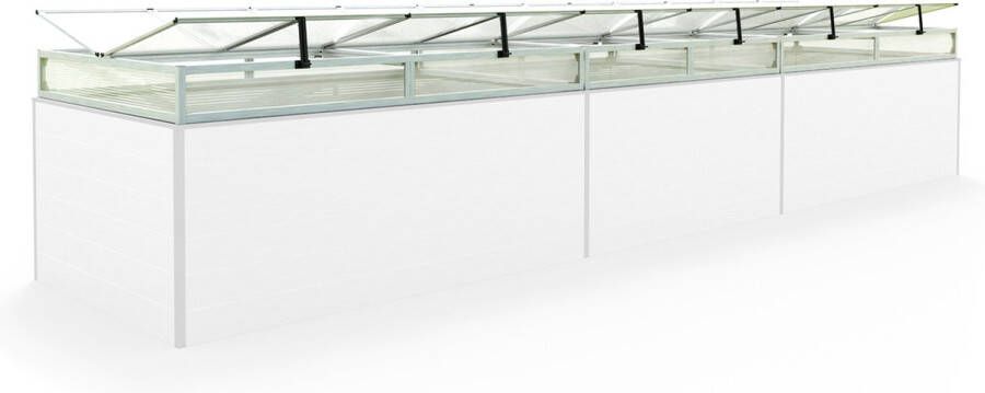GFP Moestuinbak opzetstuk van aluminium en polycarbonaat Tuinkas plantenbak voor tuin balkon met dakvenster kleppen UV en weerbestendig 119 x 535 cm