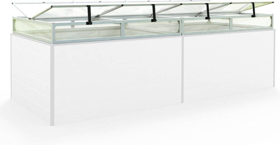 GFP Moestuinbak opzetstuk van aluminium en polycarbonaat Tuinkas plantenbak voor tuin balkon met dakvenster kleppen UV en weerbestendig 119 x 297 cm