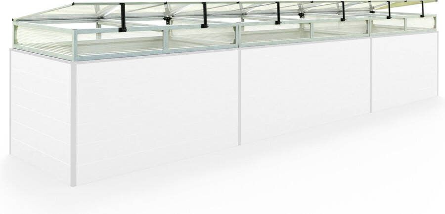 GFP Moestuinbak opzetstuk van aluminium en polycarbonaat Tuinkas plantenbak voor tuin balkon met dakvenster kleppen UV en weerbestendig 99 x 490 cm