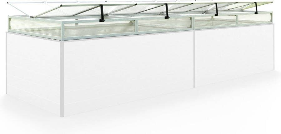 GFP Moestuinbak opzetstuk van aluminium en polycarbonaat Tuinkas plantenbak voor tuin balkon met dakvenster kleppen UV en weerbestendig 119 x 387 cm