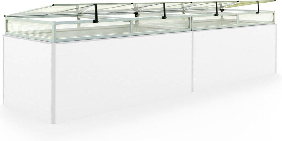 GFP Moestuinbak opzetstuk van aluminium en polycarbonaat Tuinkas plantenbak voor tuin balkon met dakvenster kleppen UV en weerbestendig 99 x 387 cm
